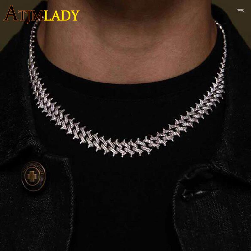 

Choker 2022 Arrival Hip Hop Micro Pave 5A Cubic Zirconia Cz Rivets Spiked Cuban Link Chain Iced Out Bling Necklaces For Men Boy