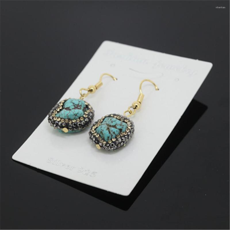Dangle Earrings Charms 16-18mm Natural Rough Raw Green Turquoises Stone Beads Paved Black Golden Rhinestones For Women
Dangle Earrings Charms 16-18mm Natural Rough Raw Green Turquoises Stone Beads Paved Black Golden Rhinestones For Women