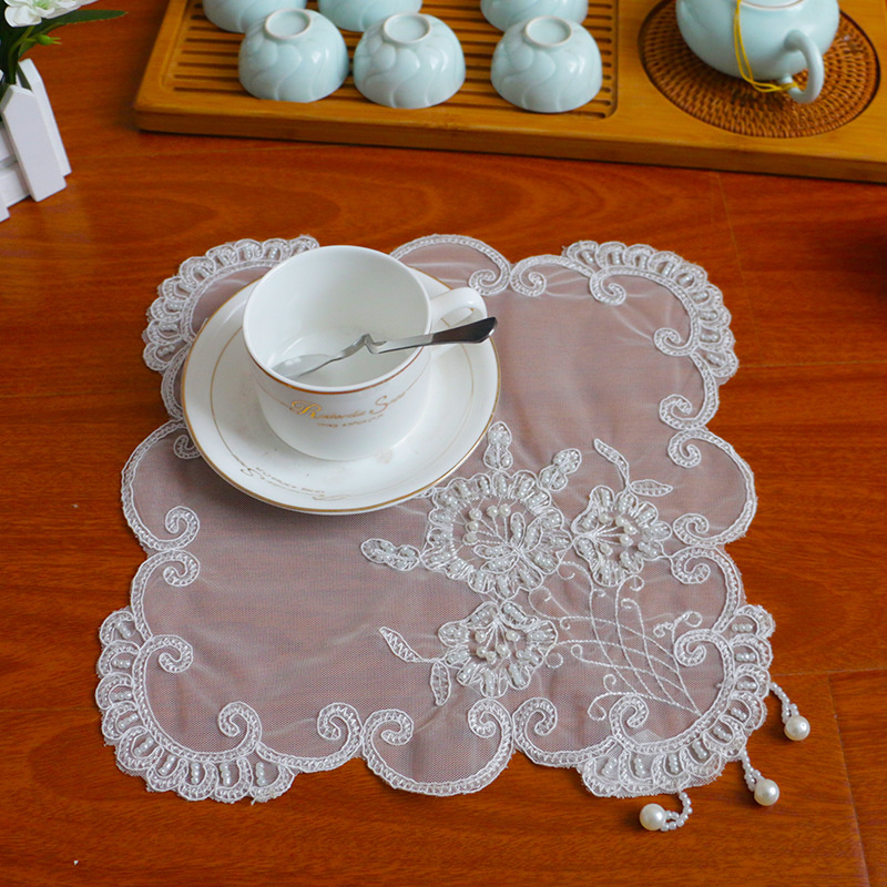 Retro Lace Place Mats French Crochet Doilies Handmade Embroidered Table Mats Christmas Wedding Home Kitchen Decor