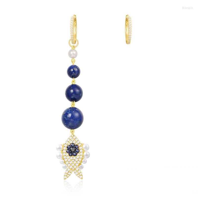 Dangle Earrings 925 Sterling Silver Asymmetric Yellow Gold Color Lucky Eye Navy Blue Fish With Pearl Stones Women Fine Jewelry
Dangle Earrings 925 Sterling Silver Asymmetric Yellow Gold Color Lucky Eye Navy Blue Fish With Pearl Stones Women Fine Jewelry