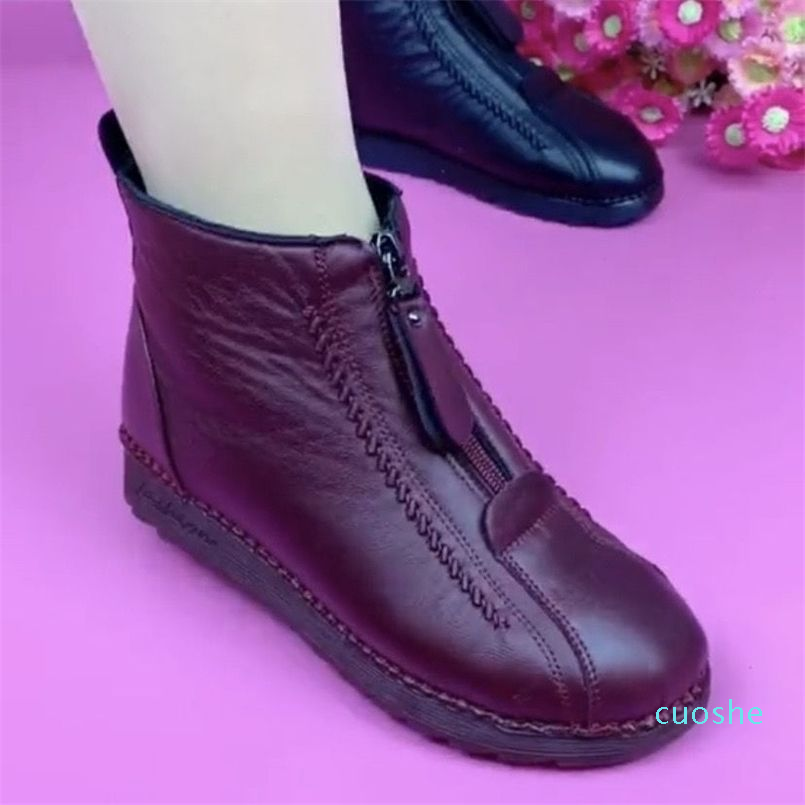 Boots Winter Women Ankle Fashion Warm Mother's Flat Bottom Comfortable Non Slip Front Zipper Closure Female Footwear 221028, Red
Boots Winter Women Ankle Fashion Warm Mother's Flat Bottom Comfortable Non Slip Front Zipper Closure Female Footwear 221028, Red