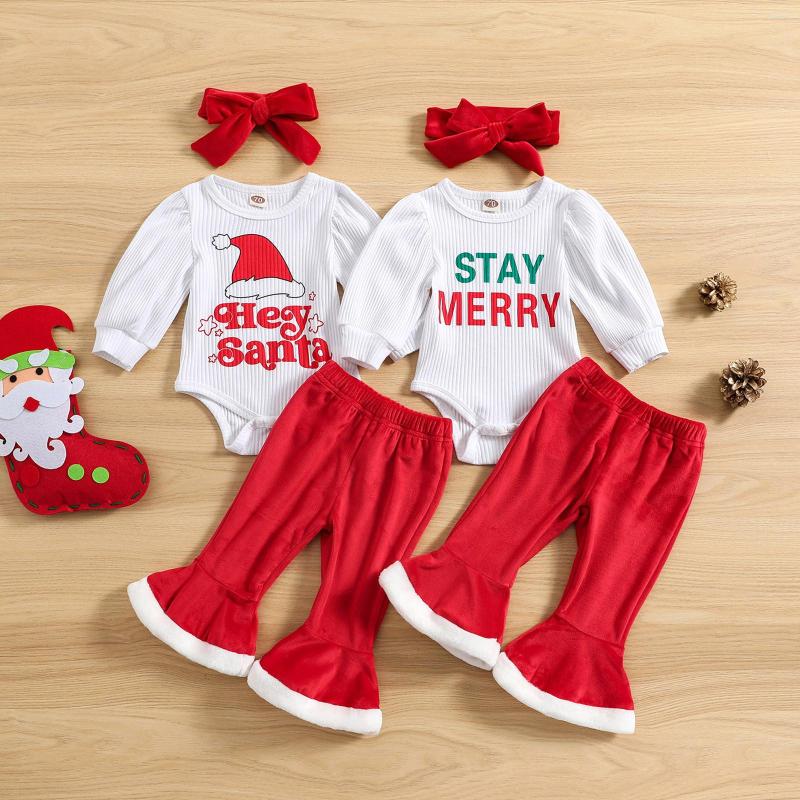 Clothing Sets Born Infant Baby Girls Christmas Long Sleeve Letter Ribbed Romper Tops Flared Pants Two Piece Outfits For Teen, Red
Clothing Sets Born Infant Baby Girls Christmas Long Sleeve Letter Ribbed Romper Tops Flared Pants Two Piece Outfits For Teen, Red