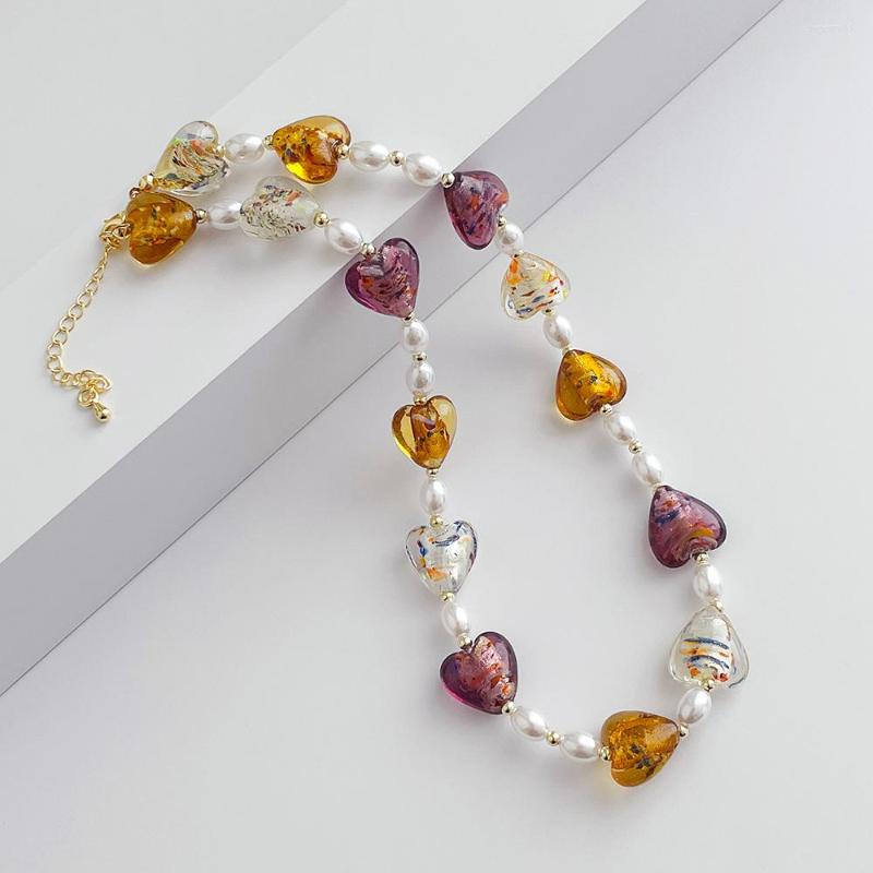 Choker 2022 Handmade Fashion Women Simulated Pearl Heart Beads Necklace Boho Jewelry