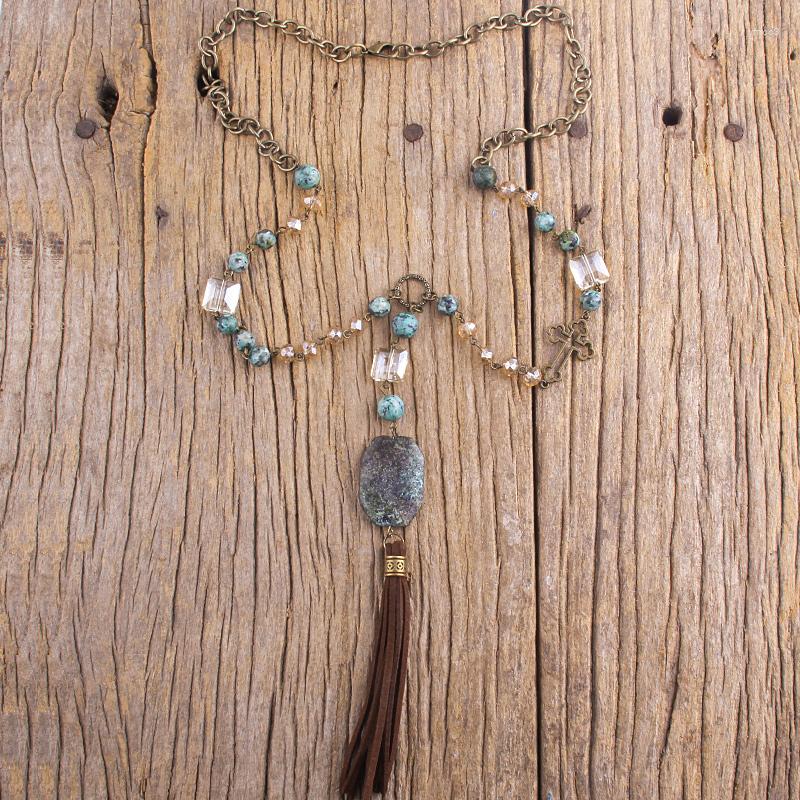 Pendant Necklaces MD Fashion Bohemian Jewelry Accessory Long Natural Stones With Cross Stone Dorp Tassel For Women Gift
Pendant Necklaces MD Fashion Bohemian Jewelry Accessory Long Natural Stones With Cross Stone Dorp Tassel For Women Gift