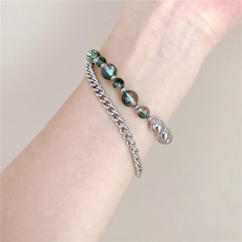 Strand Green Dhost Natural Stone Stitching Metal Double-Layer Bracelet Men And Women Cold Wind Personality Simple
Strand Green Dhost Natural Stone Stitching Metal Double-Layer Bracelet Men And Women Cold Wind Personality Simple