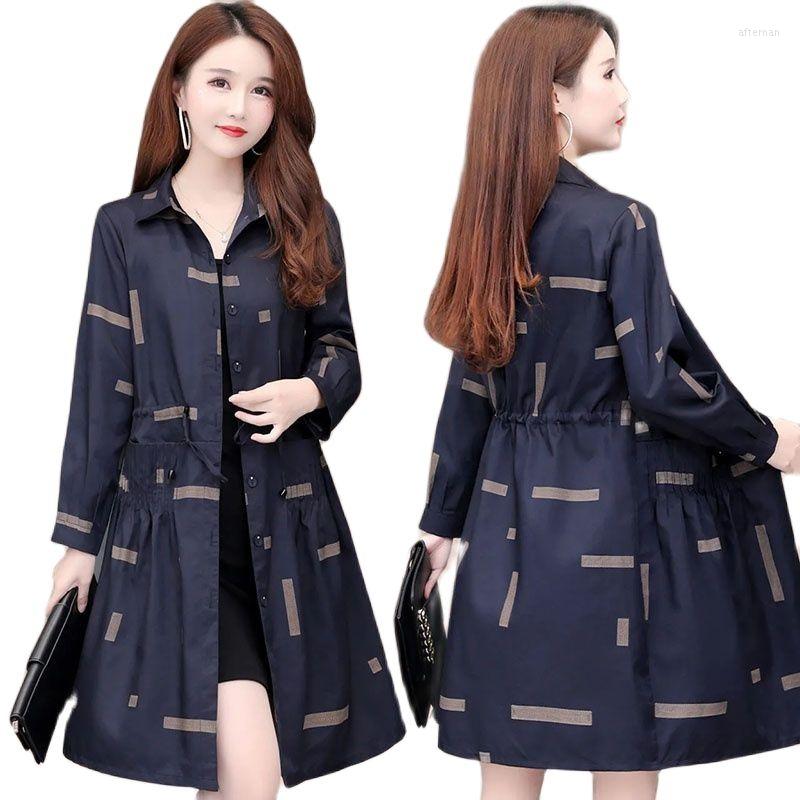 Women's Trench Coats Windbreaker Mid-length Ladies Jacket 2022 Spring Autumn Women Printing Drawstring Fashion All-match Slim Female Tops, Blue
Women's Trench Coats Windbreaker Mid-length Ladies Jacket 2022 Spring Autumn Women Printing Drawstring Fashion All-match Slim Female Tops, Blue