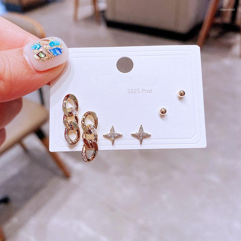 Stud Earrings High Quality 3 Pairs Star Chain Link For Women Gold Color Cubic Zircon Jewelry
Stud Earrings High Quality 3 Pairs Star Chain Link For Women Gold Color Cubic Zircon Jewelry
