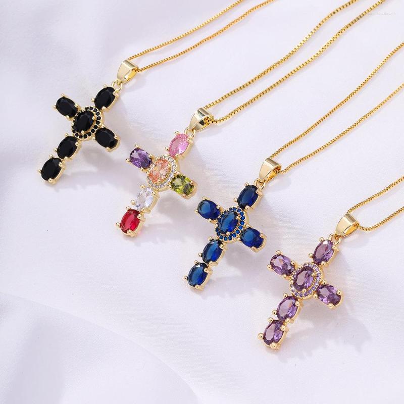 Pendant Necklaces Neo-Gothic Color Creative Cross Necklace Exquisite Purple Zircon For Girl Hip Hop Party Wedding Fashion Jewelry
Pendant Necklaces Neo-Gothic Color Creative Cross Necklace Exquisite Purple Zircon For Girl Hip Hop Party Wedding Fashion Jewelry