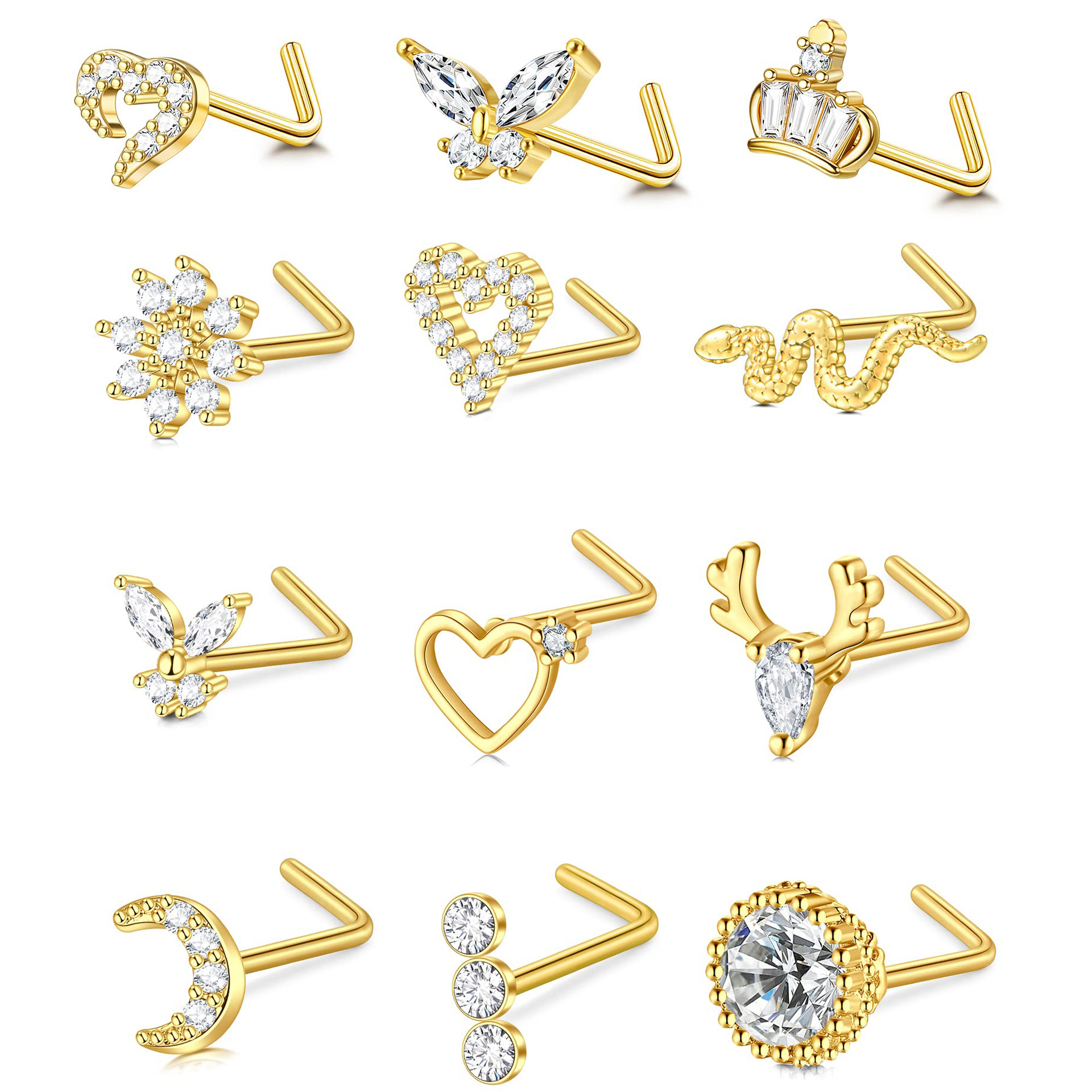 100pcs/Lot Zircon Nose Studs Surgical Stainless Steel L Shaped Nostril Nose Piercing Punk Earring Tragus Cartilage Pin for Women Body Jewelry
100pcs/Lot Zircon Nose Studs Surgical Stainless Steel L Shaped Nostril Nose Piercing Punk Earring Tragus Cartilage Pin for Women Body Jewelry