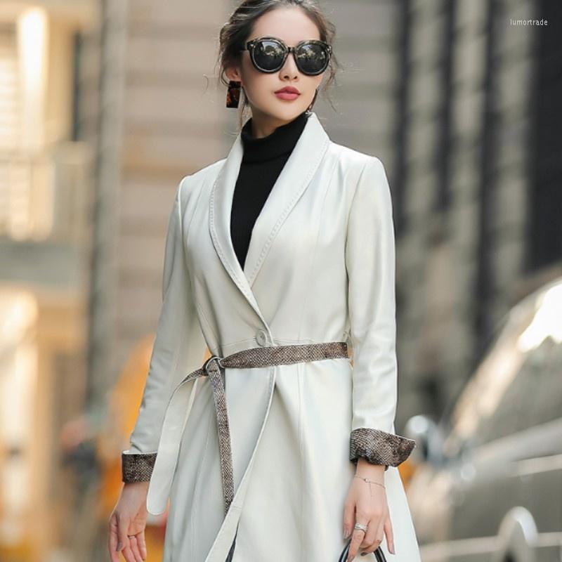 Women's Leather Lady Office White Sheepskin Down Coat Single Button Sashes V-Neck Long Elegant Autumn Winter Jacket Women Slim Warm, White thin
Women's Leather Lady Office White Sheepskin Down Coat Single Button Sashes V-Neck Long Elegant Autumn Winter Jacket Women Slim Warm, White thin