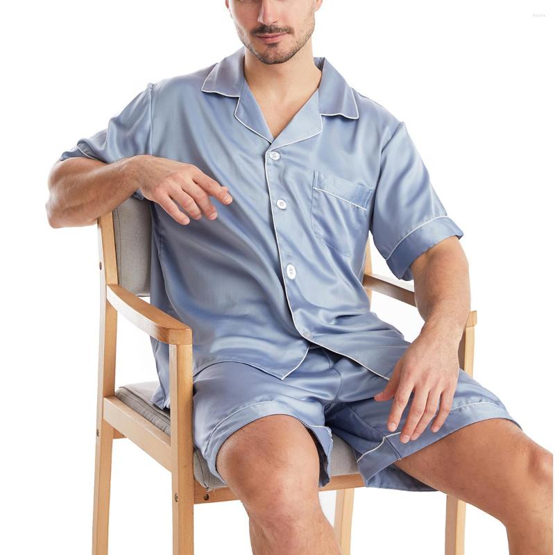 Men' Sleepwear Men Satin Silk Pajamas Set Short Sleeve Button T-Shirt Top Boxer Shorts Two Piece Pijama Casual Homewear Nightgown, Red
Men' Sleepwear Men Satin Silk Pajamas Set Short Sleeve Button T-Shirt Top Boxer Shorts Two Piece Pijama Casual Homewear Nightgown, Red