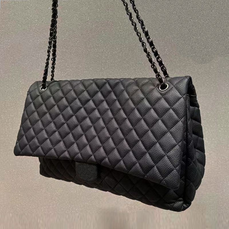 46Cm 40Cm Airpot Shopping Caviar Leather Large Shoulder Designer Tote Womens Handbags Black Crossbody Bag Soft Travel Bags B2
