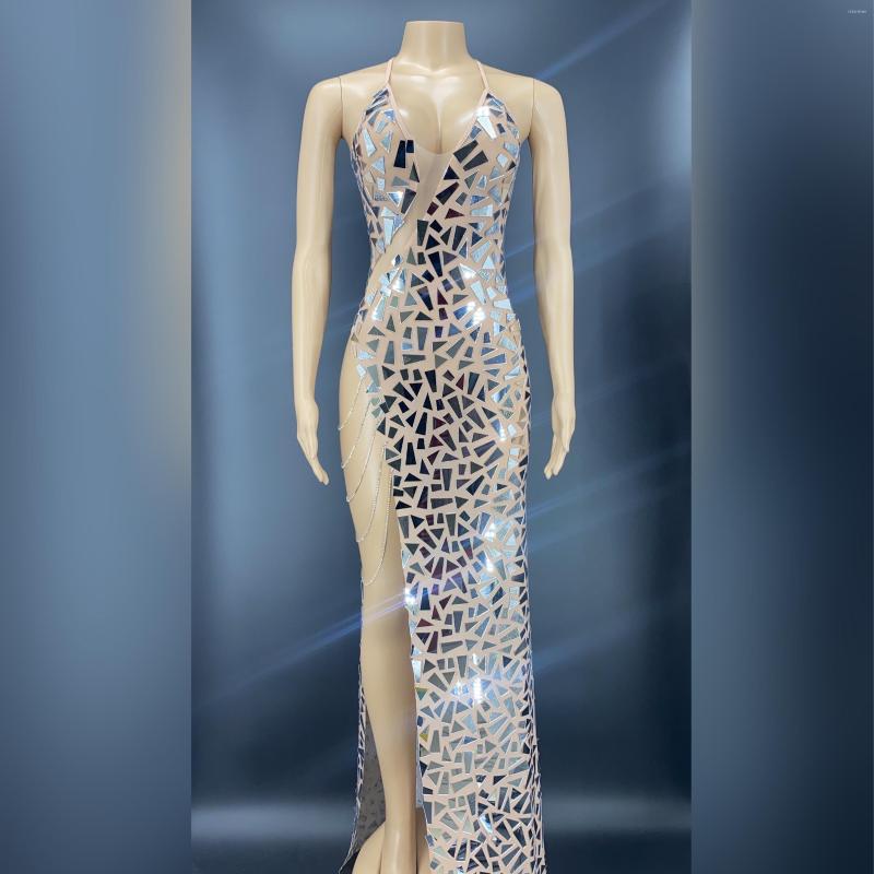 Stage Wear Shining Mirrors Rhinestones Chains Mesh Transparent Dress Birthday Outfits For Women Sexy Club Party Celebrate
Stage Wear Shining Mirrors Rhinestones Chains Mesh Transparent Dress Birthday Outfits For Women Sexy Club Party Celebrate