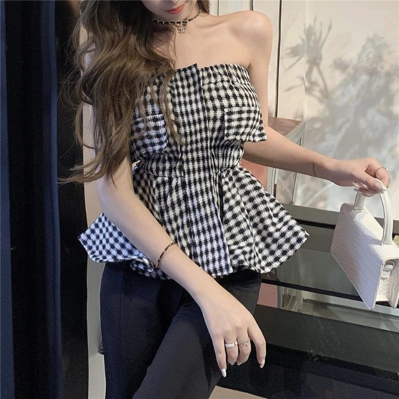 Women' Tanks Girls Elegant Ruffles Plaid Tube Tops Women' Stretchy Wrap Tubes Bandeau Short Strapless Camisole Crop Top For Female
Women' Tanks Girls Elegant Ruffles Plaid Tube Tops Women' Stretchy Wrap Tubes Bandeau Short Strapless Camisole Crop Top For Female