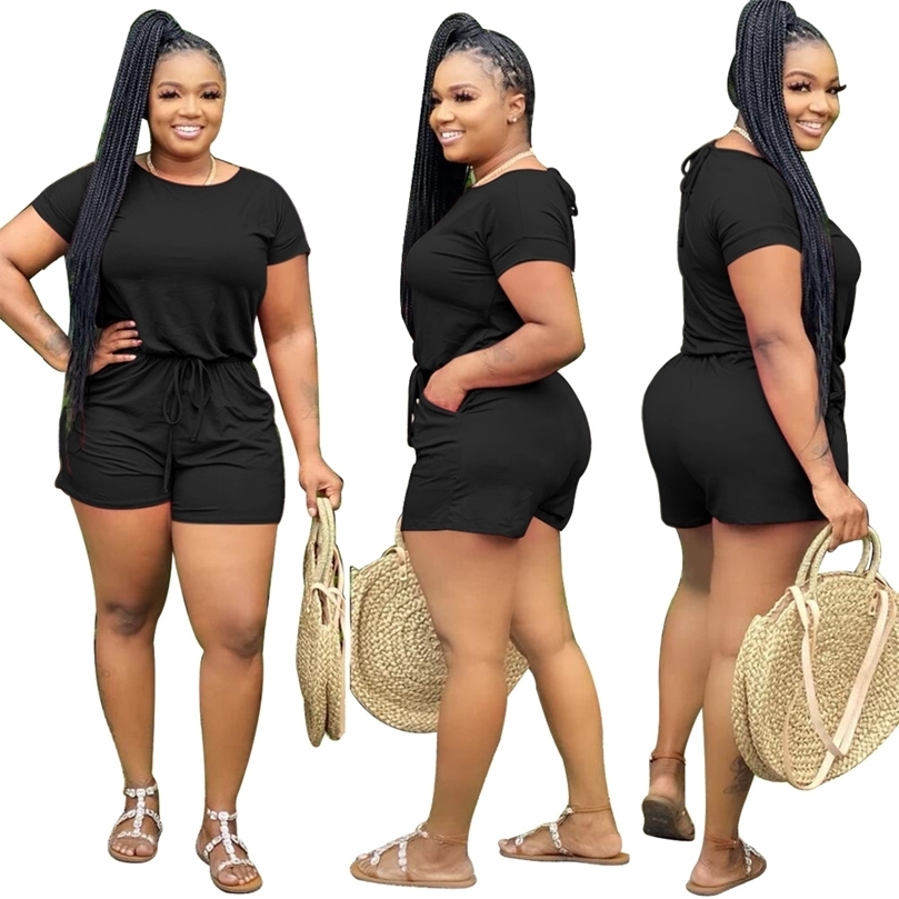 Women Short Jumpsuits Rompers Fitness Lace Up Playsuits Short Sleeve O Neck Sexy Night Club Party Outfits GL8904 T200808