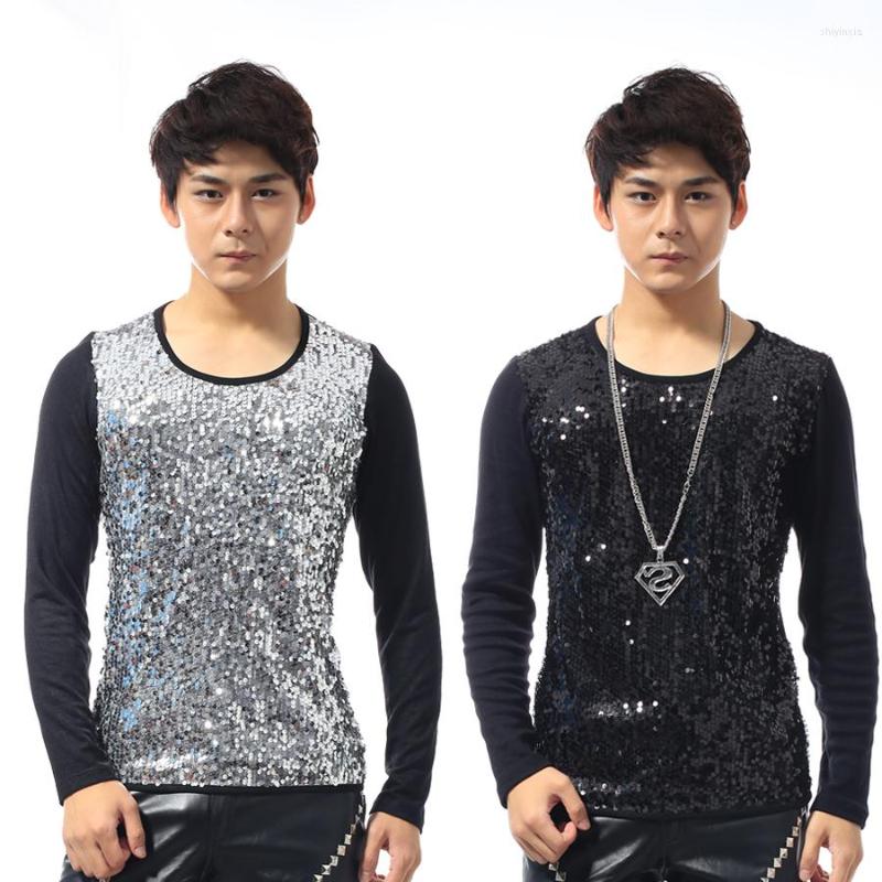 Men's T Shirts Splice Fashion Punk Slim Sexy Shirt Men Long Sleeve Sequins Teenage Korean T- Mens Personality Stage Singer Dance
Men's T Shirts Splice Fashion Punk Slim Sexy Shirt Men Long Sleeve Sequins Teenage Korean T- Mens Personality Stage Singer Dance