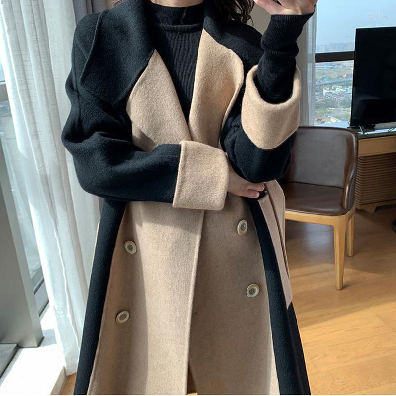 Women' Wool Double Faced Cashmere Coat Women' Spring Autumn 2022 Long Sleeve Patchwork Female Overcoat Korean Jacket Vintage Outwear, Black camel
Women' Wool Double Faced Cashmere Coat Women' Spring Autumn 2022 Long Sleeve Patchwork Female Overcoat Korean Jacket Vintage Outwear, Black camel