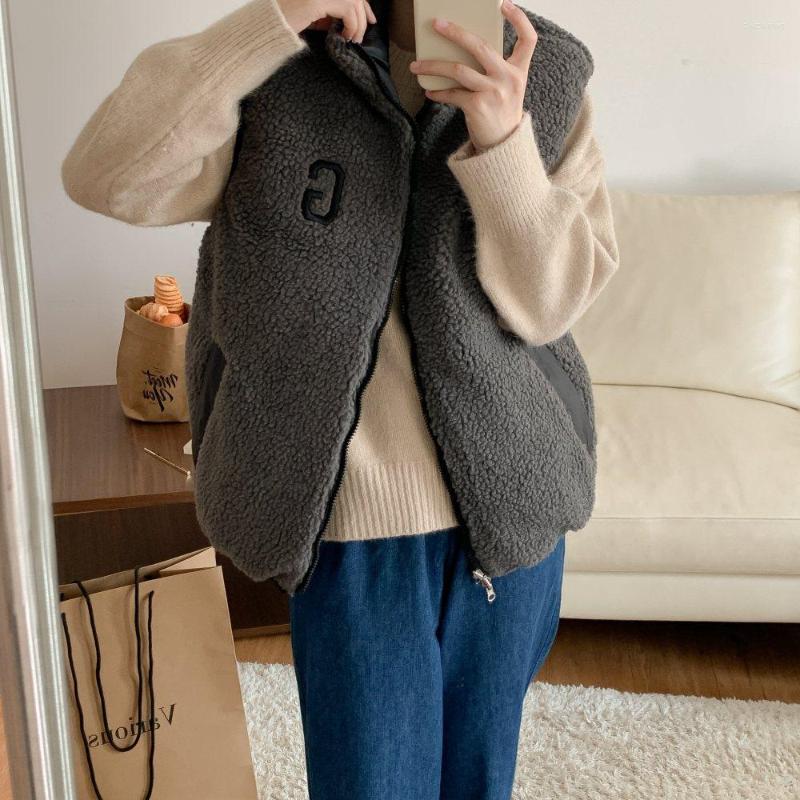 Women's Fur Winter Sleeveless Lamb Coat Jacket Women Zip Up Double Faced Wearing Thick Vest Stand Collar Outerwear Female, Blue with white 
Women's Fur Winter Sleeveless Lamb Coat Jacket Women Zip Up Double Faced Wearing Thick Vest Stand Collar Outerwear Female, Blue with white