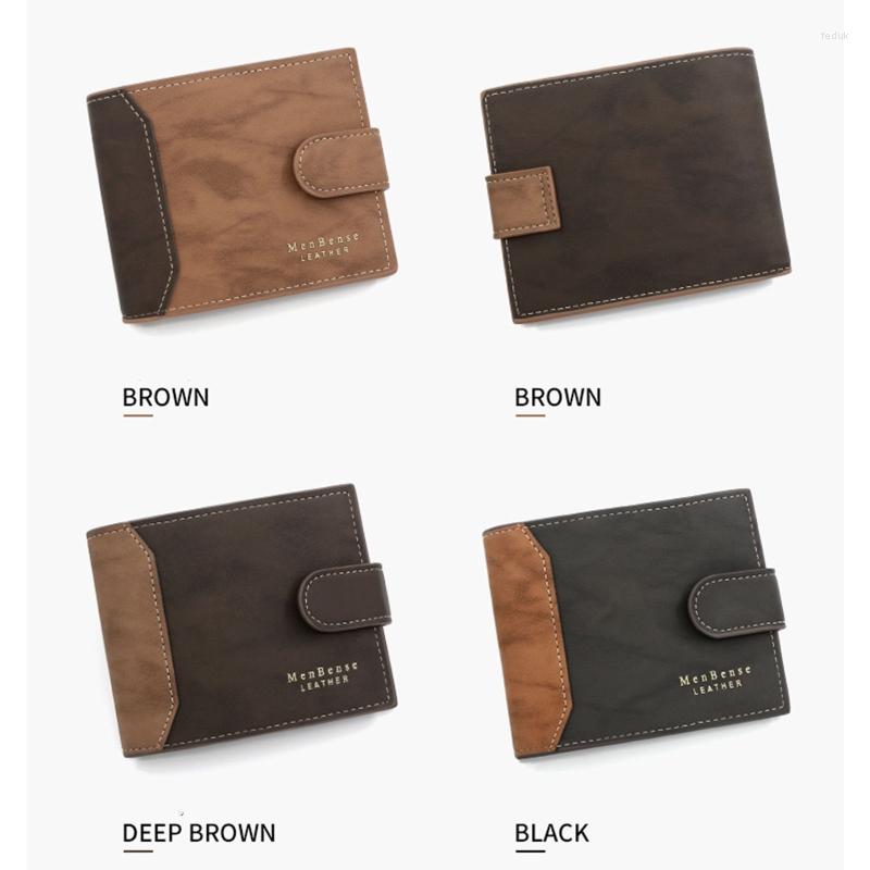 Wallets Portable Men's Wallet Hasp Trifold Business Card Holder Case Male Short Purse PU Leather Money Bag For Men S, Deep coffee
Wallets Portable Men's Wallet Hasp Trifold Business Card Holder Case Male Short Purse PU Leather Money Bag For Men S, Deep coffee