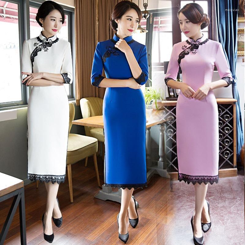 Ethnic Clothing Solid Color Women Long Chinese Cheongsam Vintage Traditional Dress Female Qipao For Party Evening 89
Ethnic Clothing Solid Color Women Long Chinese Cheongsam Vintage Traditional Dress Female Qipao For Party Evening 89