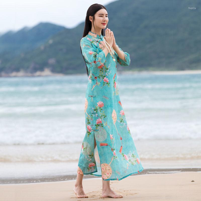 Ethnic Clothing Chinese Style Women Elegant Printed Cotton Linen Retro Qipao Buttoned Loose Green Traditional Cheongsam Spring Summer Long
Ethnic Clothing Chinese Style Women Elegant Printed Cotton Linen Retro Qipao Buttoned Loose Green Traditional Cheongsam Spring Summer Long