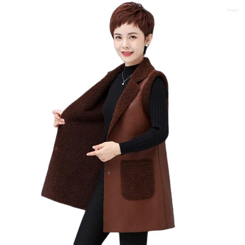 Women's Fur Female Two-sided Wear Mid-length PU Leather Waistcoat One-piece Autumn Winter Women Lambs Wool Vest JacketA858, Red
Women's Fur Female Two-sided Wear Mid-length PU Leather Waistcoat One-piece Autumn Winter Women Lambs Wool Vest JacketA858, Red