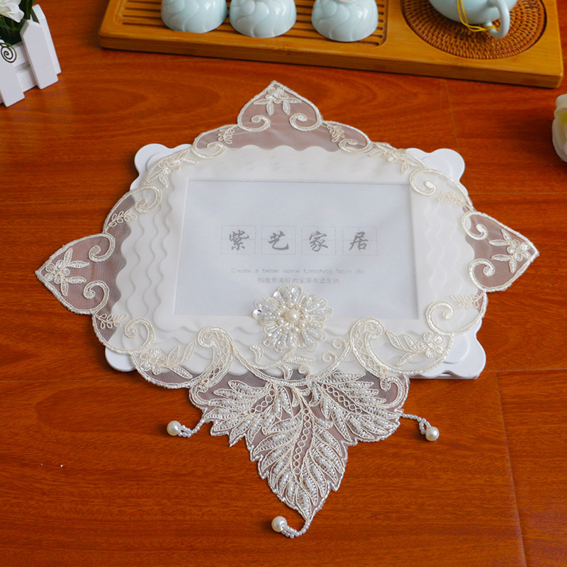 Retro Lace Place Mats French Crochet Doilies Handmade Embroidered Table Mats Christmas Wedding Home Kitchen Decor