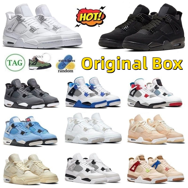 With Box Basketball Shoes 4 Jumpman 4s Running Shoe for Men Sneakers Trainer Black Cat Women Red Thunder University Blue White Oreo Infrared, 31
With Box Basketball Shoes 4 Jumpman 4s Running Shoe for Men Sneakers Trainer Black Cat Women Red Thunder University Blue White Oreo Infrared, 31