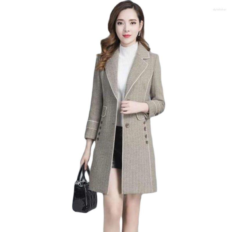Women's Wool 2022 Autumn Winter Woolen Cloth Women's Coat Mid-Length Suit Collar Slim Fashion Thicken Herringbone Ladies Overcoat, Khaki
Women's Wool 2022 Autumn Winter Woolen Cloth Women's Coat Mid-Length Suit Collar Slim Fashion Thicken Herringbone Ladies Overcoat, Khaki