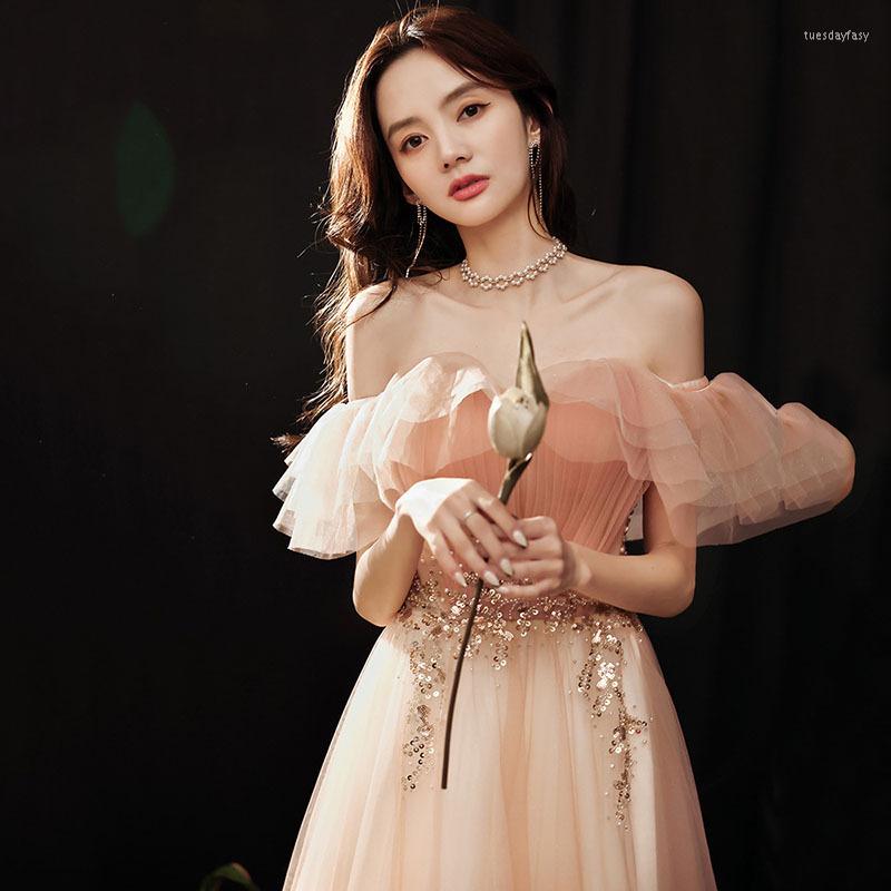 Ethnic Clothing Women French Pink Off-shoulder Prom Dresses Toast Gowns Floor Length A-line Tulle Party Dress
Ethnic Clothing Women French Pink Off-shoulder Prom Dresses Toast Gowns Floor Length A-line Tulle Party Dress