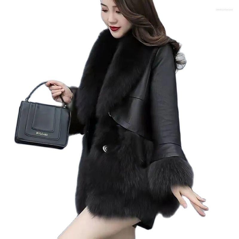 Women' Fur Imitate Women Coat Winter Slim Female Outerwear Mid-Long Big Collar PU Skin Splicing Ladies Jacket, Black
Women' Fur Imitate Women Coat Winter Slim Female Outerwear Mid-Long Big Collar PU Skin Splicing Ladies Jacket, Black