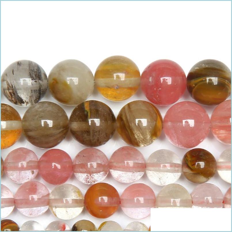 

Crystal 8Mm Natural Stone Smooth Volcano Cherry Quartz Loose Beads 15" Strand 4 6 8 10 12 14Mm Pick Size For Jewelry Making Drop Del Dhgpz
