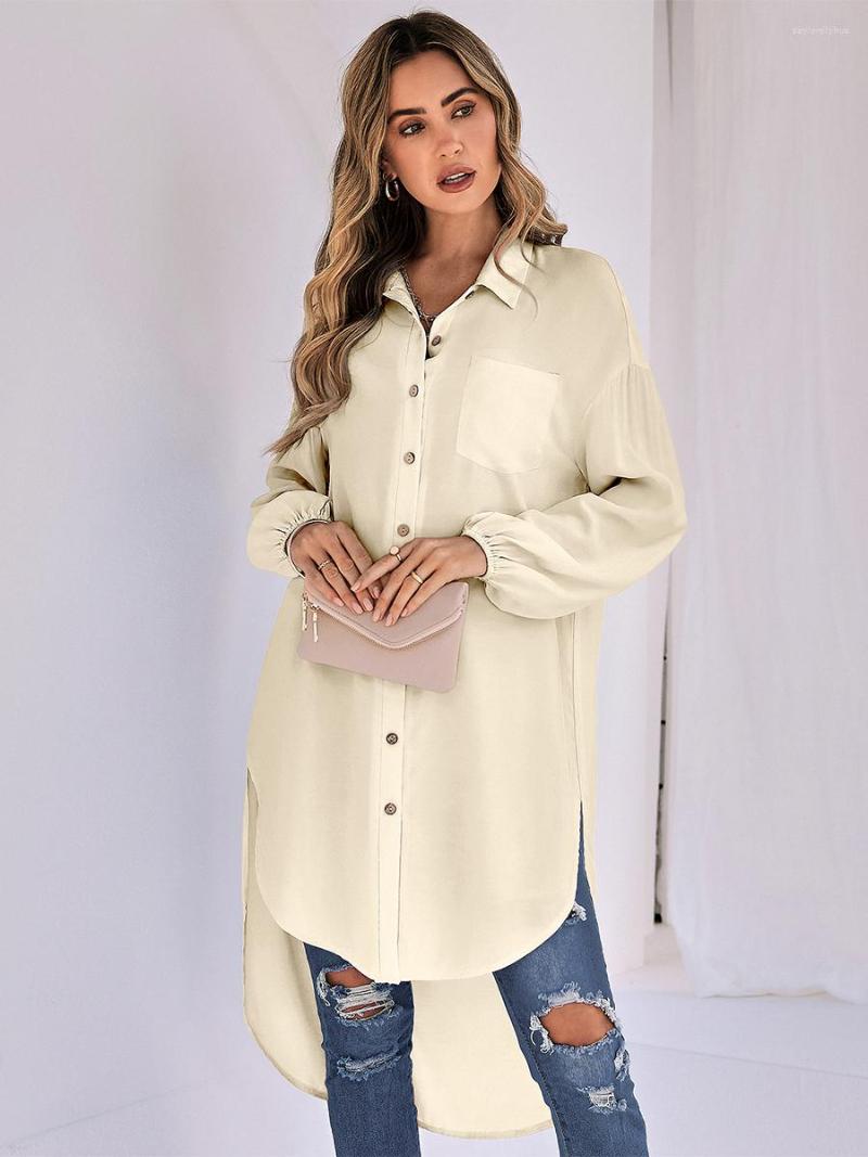 Women' Blouses Women' Spring Autumn Casual Loose Long Shirt Solid Color Sleeve Irregular Hem Button Turn-down Collar Blouse Coat, Blue
Women' Blouses Women' Spring Autumn Casual Loose Long Shirt Solid Color Sleeve Irregular Hem Button Turn-down Collar Blouse Coat, Blue
