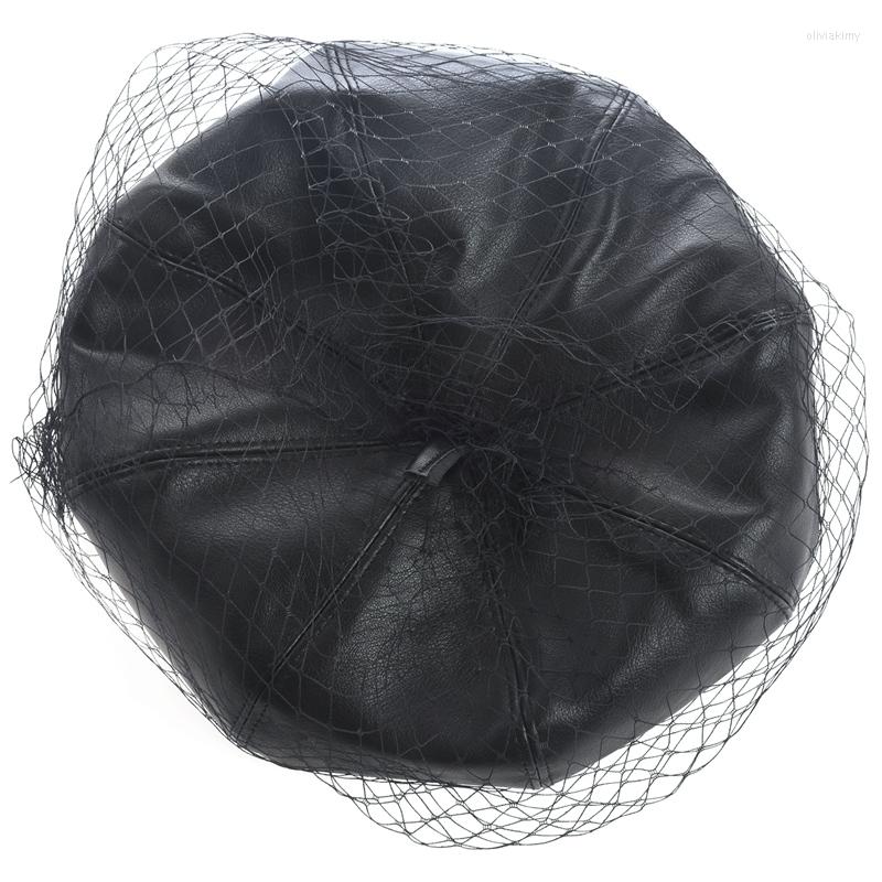 Berets ASDS-Fascinating Black Hat Chic Leather French Beret With Veil Mesh Show Double Layer Women Beanies Cap
Berets ASDS-Fascinating Black Hat Chic Leather French Beret With Veil Mesh Show Double Layer Women Beanies Cap