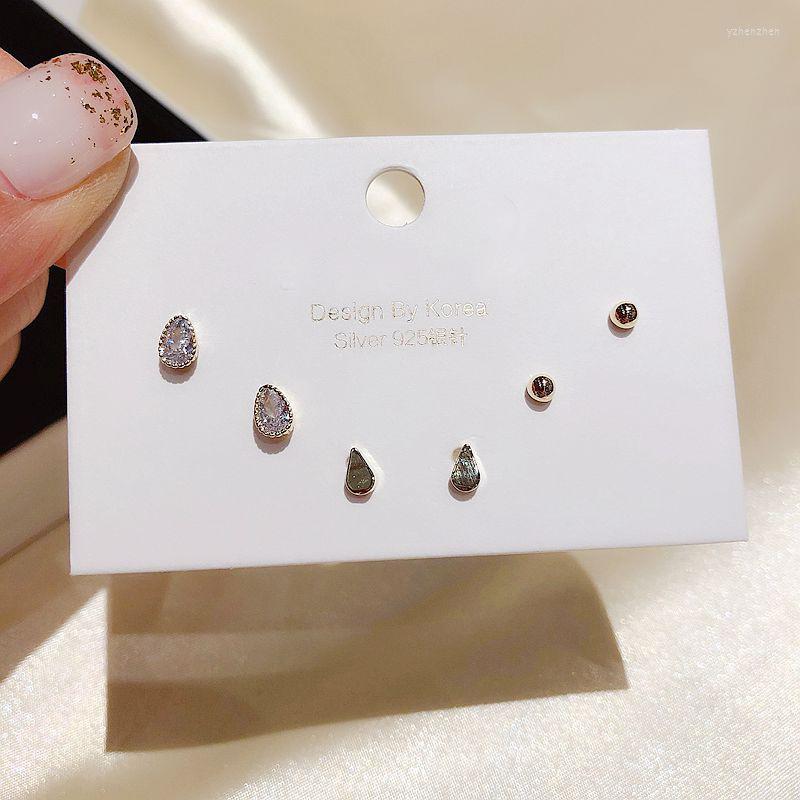Stud Earrings ANENJERY Simple Drip-shape Cubic Zircon Set Silver Color Small Cute 6-piece For Women S-E1199
Stud Earrings ANENJERY Simple Drip-shape Cubic Zircon Set Silver Color Small Cute 6-piece For Women S-E1199