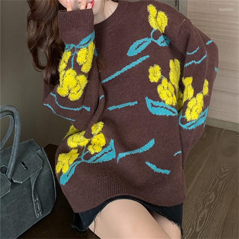 Women's Sweaters Vintage Pullover Sweater Korean Style Women Flower Knit 2022 Autumn Winter Female Loose Casual Thick Warm Top, Brown
Women's Sweaters Vintage Pullover Sweater Korean Style Women Flower Knit 2022 Autumn Winter Female Loose Casual Thick Warm Top, Brown