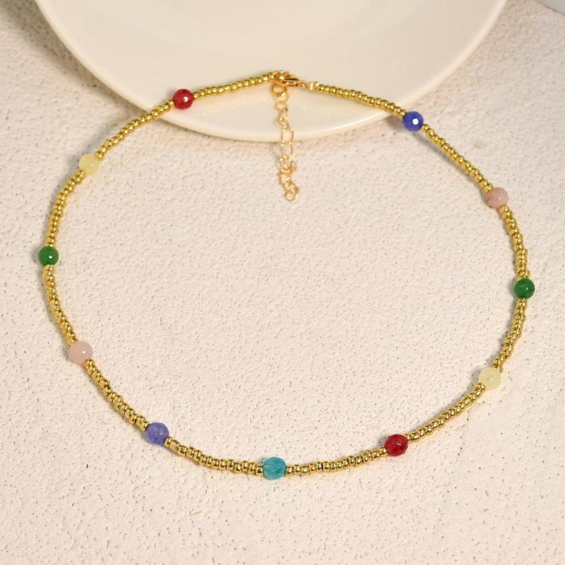 Choker SRCOI Fashionable Golden Rice Beaed Strand Necklace With Mixed Color Crystal Balls Chokers Bohemain Collar Handmade Jewelry
Choker SRCOI Fashionable Golden Rice Beaed Strand Necklace With Mixed Color Crystal Balls Chokers Bohemain Collar Handmade Jewelry