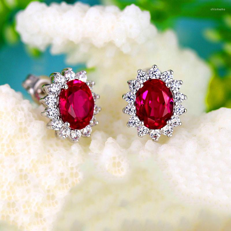 Stud Earrings Vintage Ruby Red Aquamarine Luxury Female Blue Sapphire Oval Sterling Silver Wedding For Women
Stud Earrings Vintage Ruby Red Aquamarine Luxury Female Blue Sapphire Oval Sterling Silver Wedding For Women