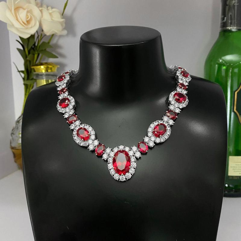 Chains Vintage Ruby Diamond Choker Necklace Real 925 Sterling Silver Party Wedding Chain Necklaces For Women Promise Jewelry Gift
Chains Vintage Ruby Diamond Choker Necklace Real 925 Sterling Silver Party Wedding Chain Necklaces For Women Promise Jewelry Gift