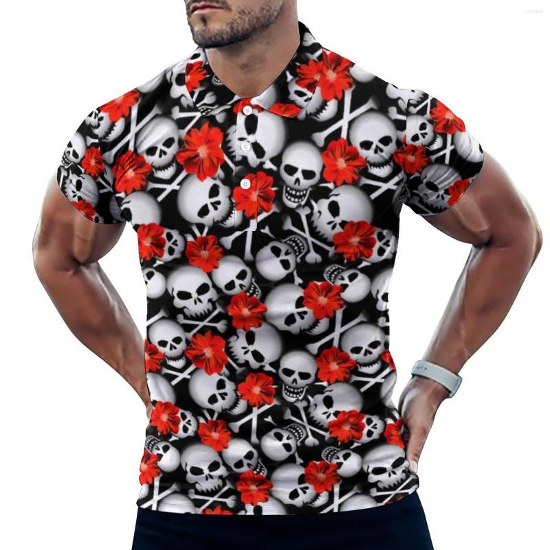 Men' Polos Sugar Skull Print Casual Polo Shirts Red Flowers T-Shirts Short Sleeve Custom Shirt Day Trending Oversized Clothes Birthday Gift, Style 
Men' Polos Sugar Skull Print Casual Polo Shirts Red Flowers T-Shirts Short Sleeve Custom Shirt Day Trending Oversized Clothes Birthday Gift, Style