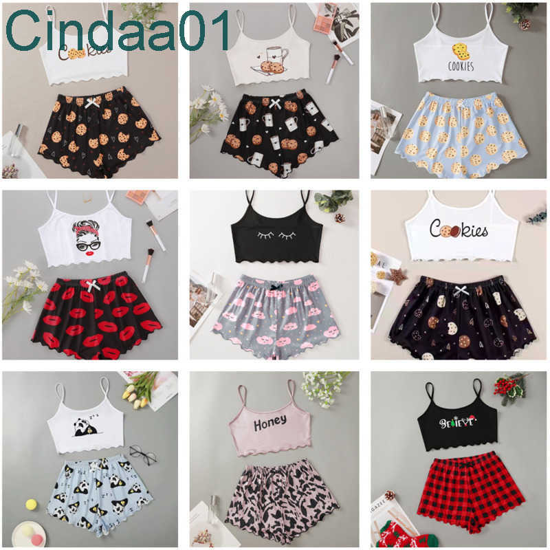 Printing Home Clothes Suit Sexy Suspender Top And Shorts Two Piece Set Designer Lovely Ladies Pajamas Total 41 Styles, Brown 
Printing Home Clothes Suit Sexy Suspender Top And Shorts Two Piece Set Designer Lovely Ladies Pajamas Total 41 Styles, Brown