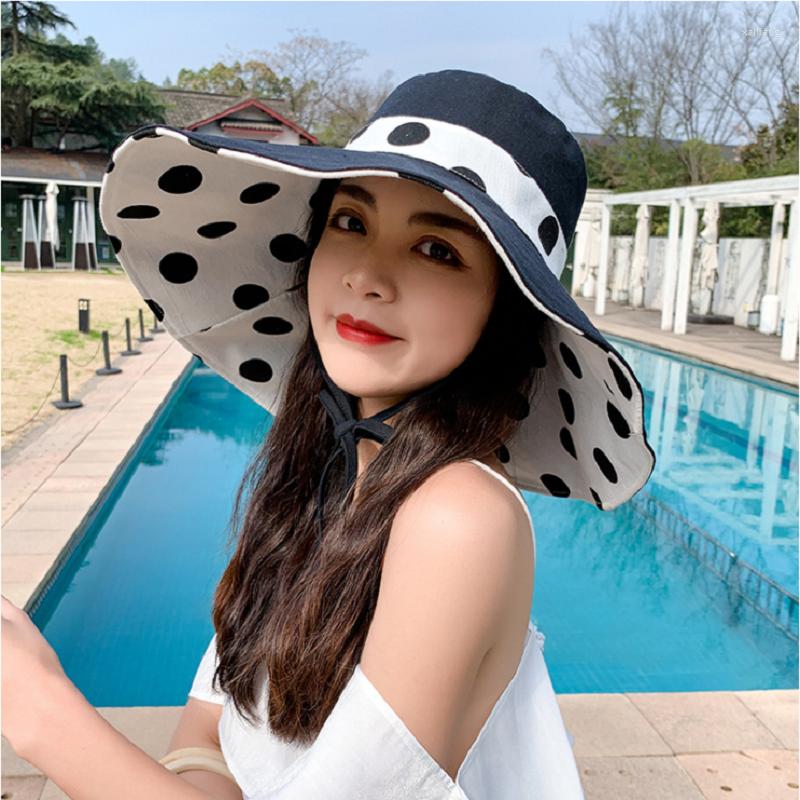 Wide Brim Hats Big Spot Two-Sided Summer Sun-Proof Adjustable Casual Style Women Hat, Black
Wide Brim Hats Big Spot Two-Sided Summer Sun-Proof Adjustable Casual Style Women Hat, Black
