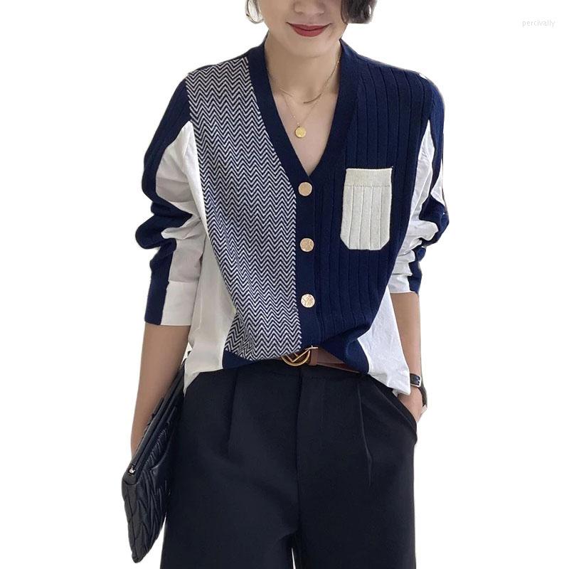 Women's Knits 2022 Women Cardigans Sweater Fashion Autumn Irregular Splicing V-neck Shirt Knitted Female Korean Loose Long Sleeve Tops, Black
Women's Knits 2022 Women Cardigans Sweater Fashion Autumn Irregular Splicing V-neck Shirt Knitted Female Korean Loose Long Sleeve Tops, Black