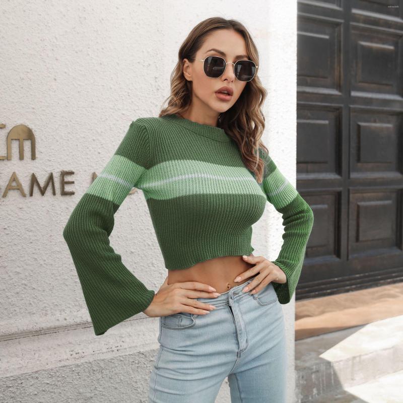 Women' Sweaters Puloru Striped Contrast Color Knitted Women Casual Long Sleeves O Neck Pullover Tops Autumn Cropped Knitwear Streetwear, Army green
Women' Sweaters Puloru Striped Contrast Color Knitted Women Casual Long Sleeves O Neck Pullover Tops Autumn Cropped Knitwear Streetwear, Army green