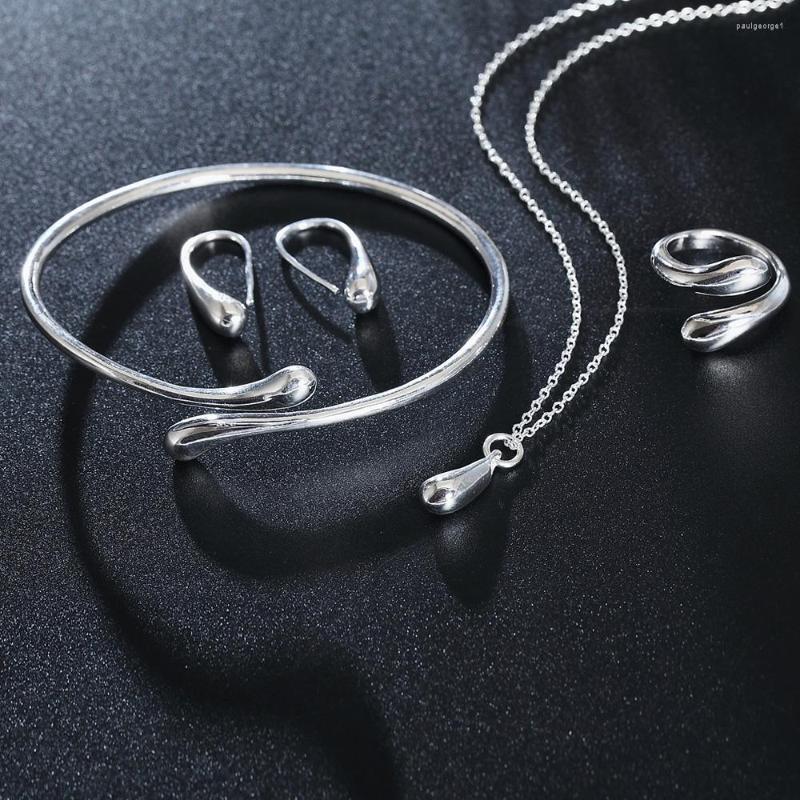 Necklace Earrings Set Silver Color Gold Jewelry Fashion Temperament Classic Water Drops Pendant Bracelet Rings S222, Picture shown
Necklace Earrings Set Silver Color Gold Jewelry Fashion Temperament Classic Water Drops Pendant Bracelet Rings S222, Picture shown