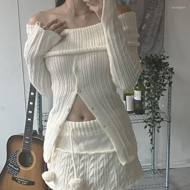 Women' Sweaters Autumn Knitted Sweater 2000s Retro Button Up Off Shoulder Long Sleeve Jumpers Y2K Fairycore Korean Chic Women Pullovers, Creamy-white
Women' Sweaters Autumn Knitted Sweater 2000s Retro Button Up Off Shoulder Long Sleeve Jumpers Y2K Fairycore Korean Chic Women Pullovers, Creamy-white