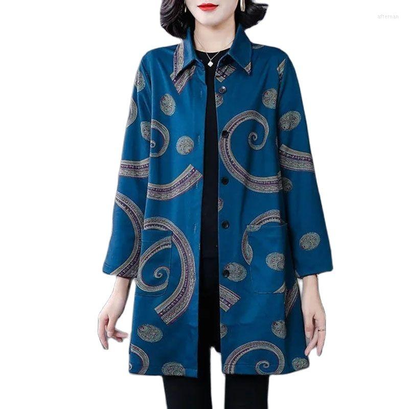 Women's Trench Coats 2022 Spring Autumn Ladies Coat Printing Mid-length Single-Breasted Loose Wild Middle-Aged Mother Windbreaker Jacket, Blue
Women's Trench Coats 2022 Spring Autumn Ladies Coat Printing Mid-length Single-Breasted Loose Wild Middle-Aged Mother Windbreaker Jacket, Blue