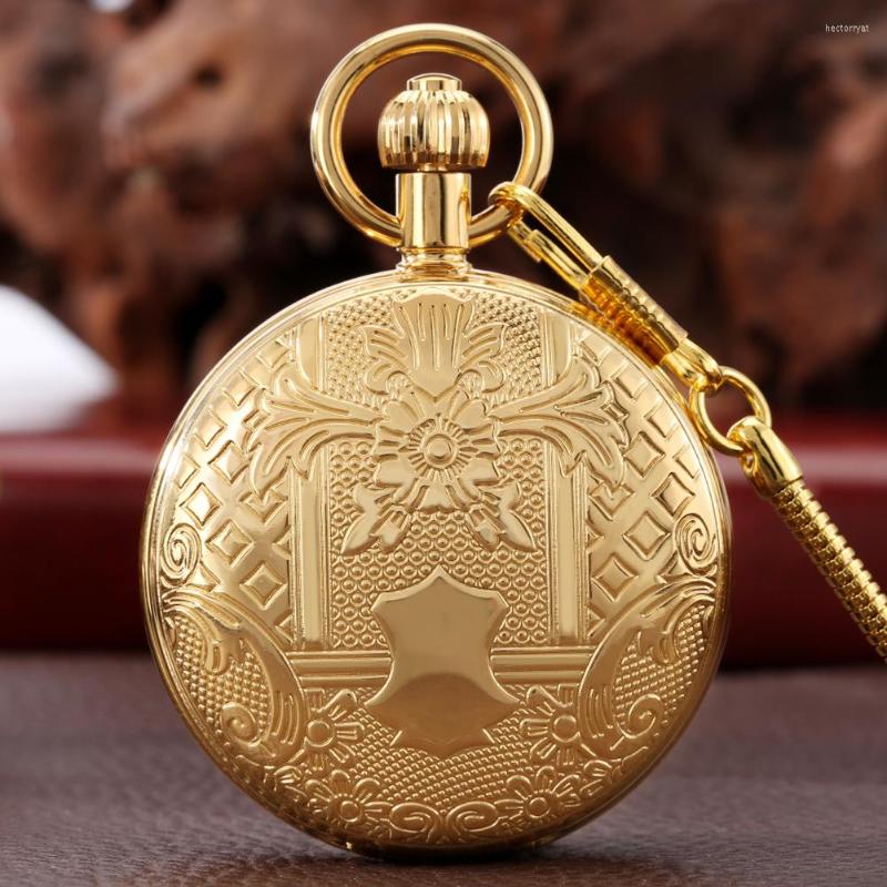 Pocket Watches Shield Pattern Cover Mechanical Watch Pendant Golden Automatic Wingding Clock Roman Numerals Hollow Dial
Pocket Watches Shield Pattern Cover Mechanical Watch Pendant Golden Automatic Wingding Clock Roman Numerals Hollow Dial
