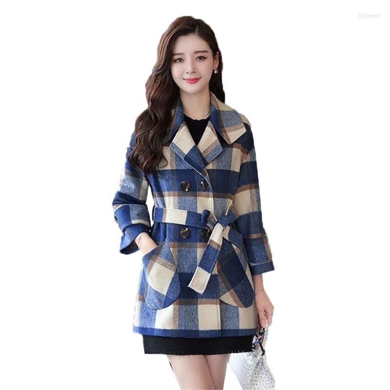 Women's Wool 2022 Autumn Winter Fashion Mid-length Women's Woolen Coat Korean Sashes Double Breasted Plaid Female Jacket R654, Blue
Women's Wool 2022 Autumn Winter Fashion Mid-length Women's Woolen Coat Korean Sashes Double Breasted Plaid Female Jacket R654, Blue