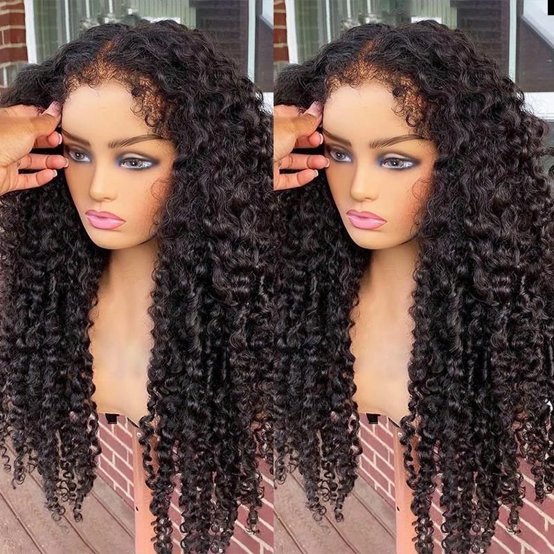 Afro kinky Curly edges 100 Human Hair Wigs For black Women glueless invisible hd frontal none lace frontBrazilian Virgin Hair wig 150% deep curl short